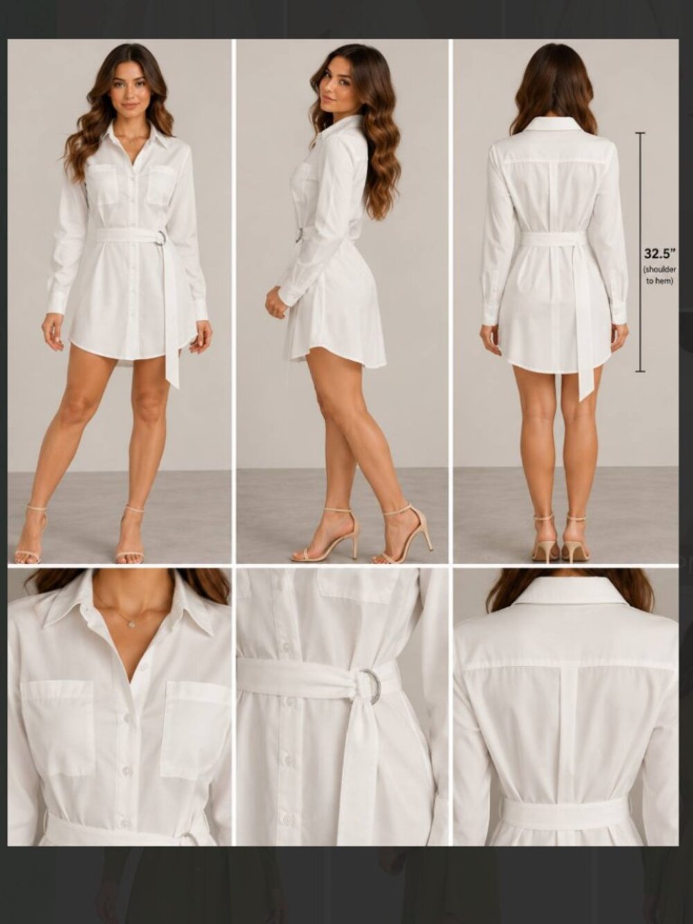 Timing White Shirt Mini Dress with Tie Belt Woman stretchy